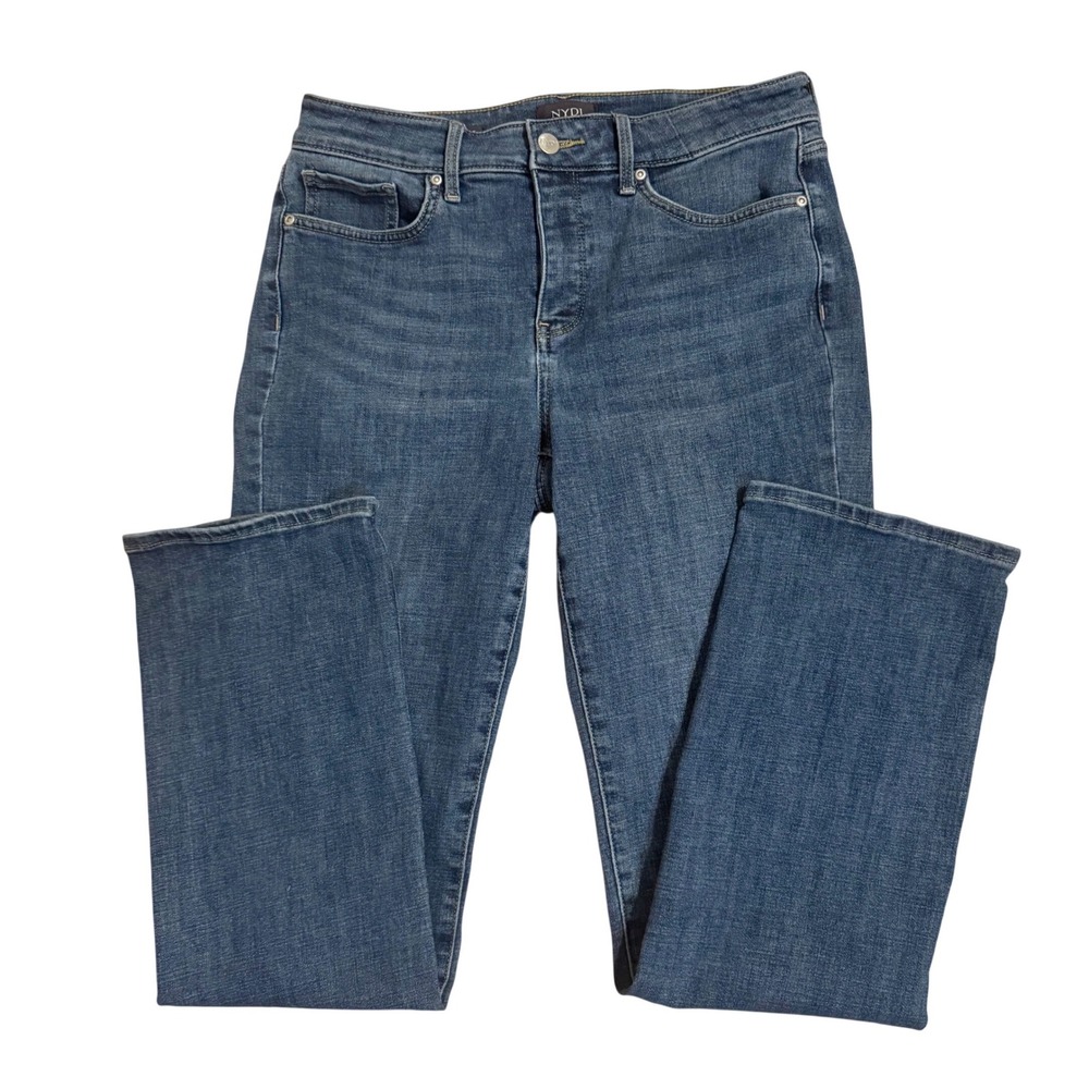 NYDJ Marilyn Straight Jeans Size 8 Dark Wash Lift Tuck Technology